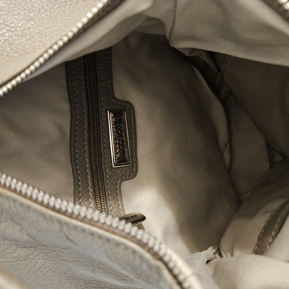 Gray Geniune Leather Sling Bag Convertible Backpack By Valentina - Picture 5 of 7